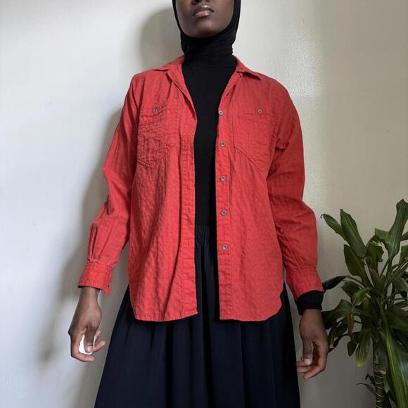 Tops - Vintage Orange button-up casual shirt size S